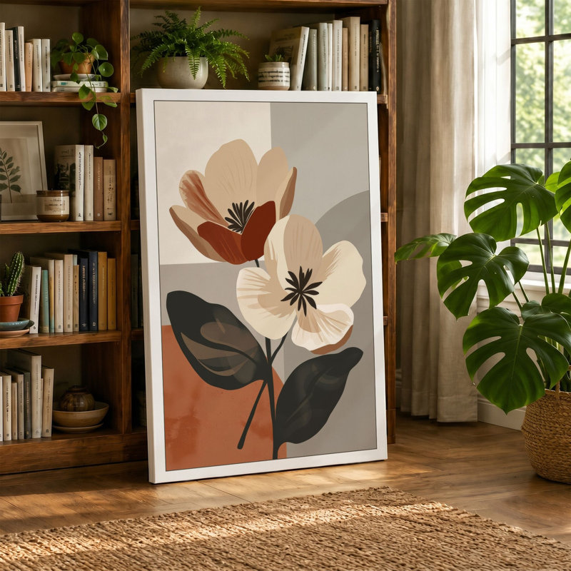 Symmetry Botanical - Wrapped Canvas, 18x12 - 45.7 x 30.5 cm, Terracotta Border