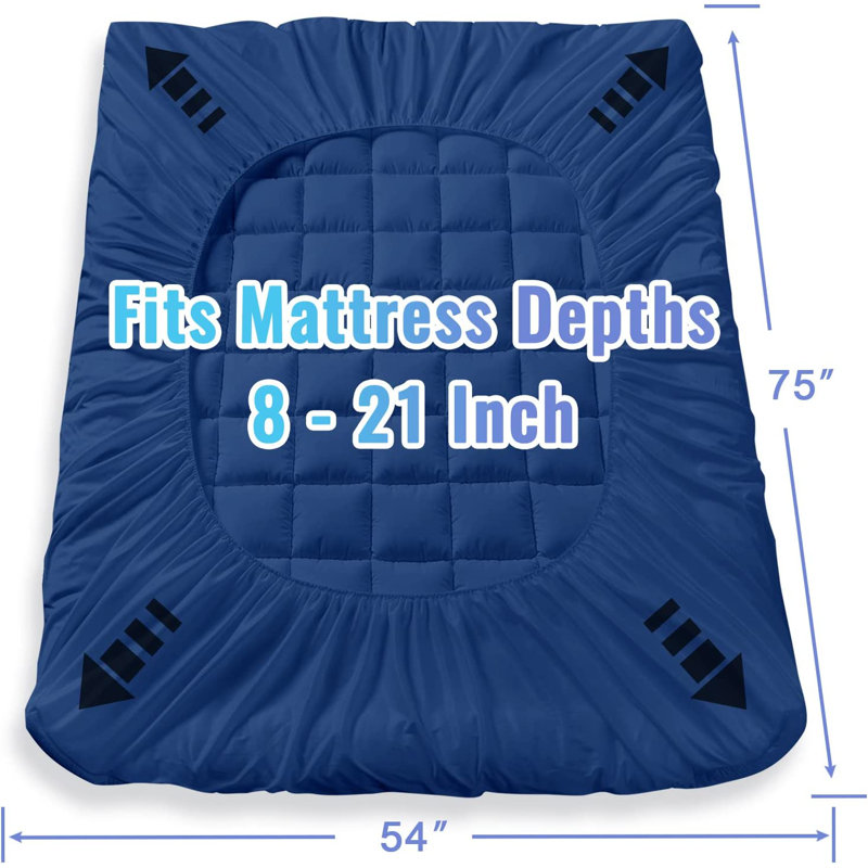 Jermyn California King 3'' Mattress Topper, Full, Navy Blue