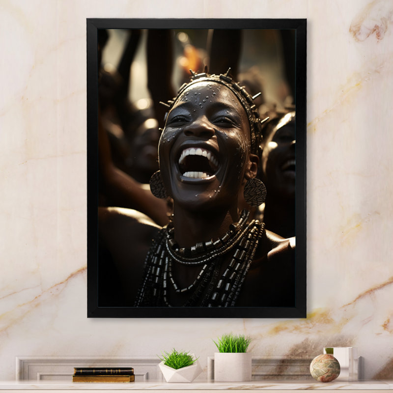 Lera African Tribal Dance I, reproduction d'art sur toile, Cadre noir, H 32 po x l 24 po x P 1 po