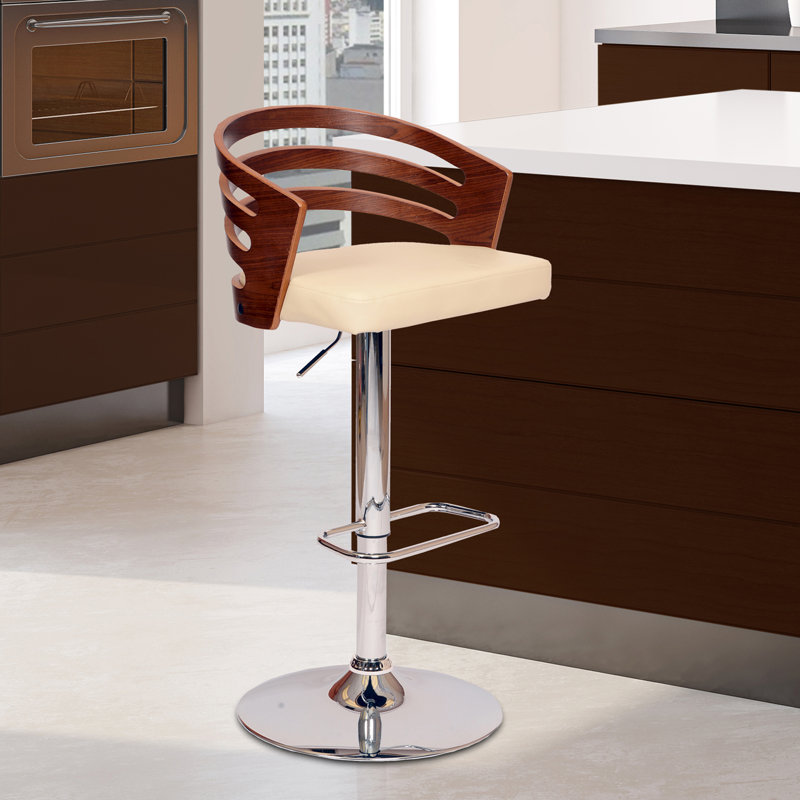 Swivel Upholstered Adjustable Height Counter Stool, Cream