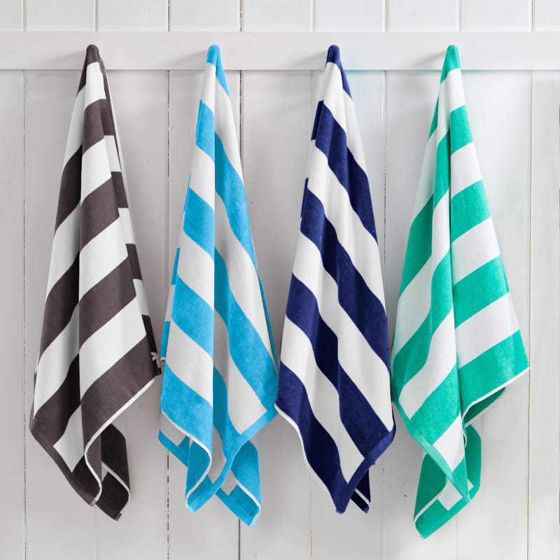 Serviettes de plage 100% coton absorbant et à séchage rapide Cabana, Multicolore - gris anthracite, bleu marine, bleu s