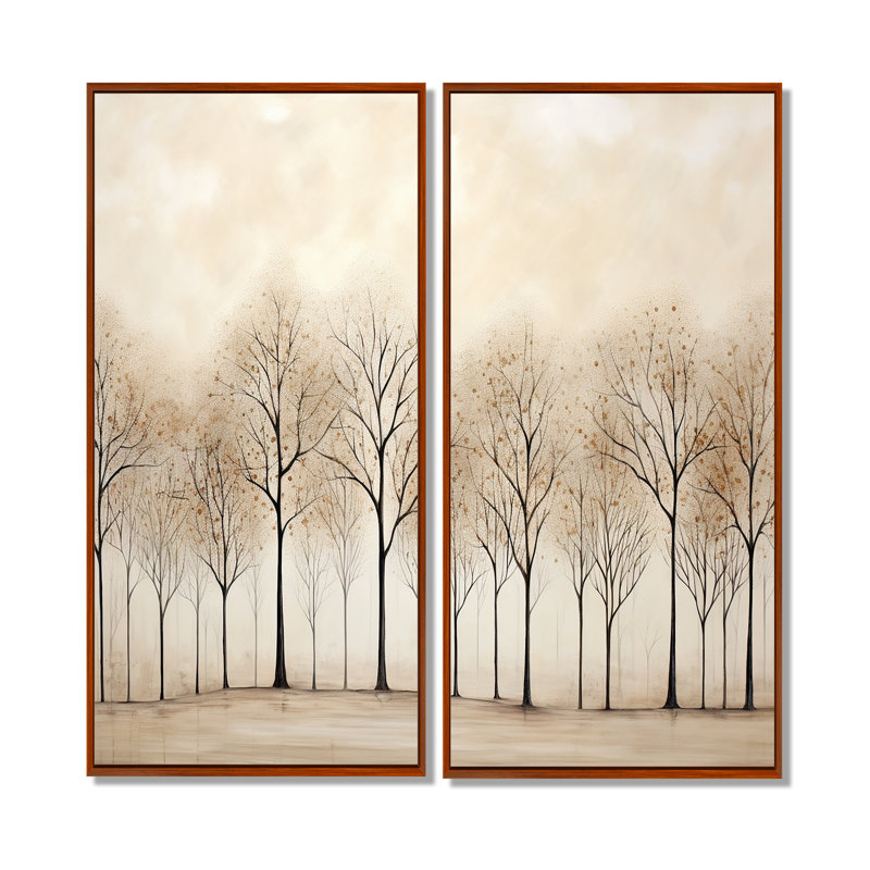 Harmonous Beige Tree Art V - Beige Wall Art, 20" H x 24" W, Brown, Floater Framed Print