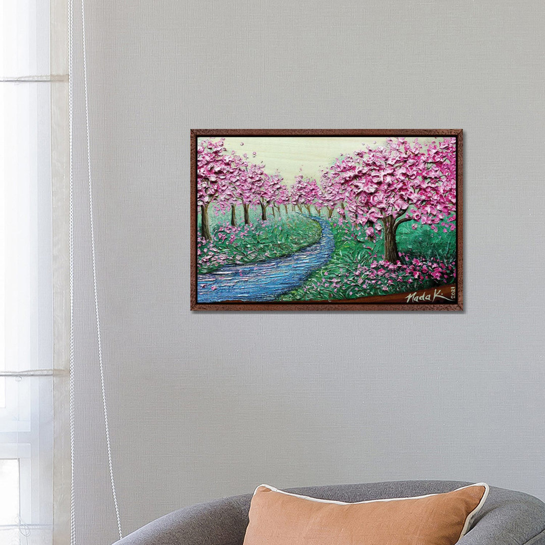 A Bloom In Flow - Hot Pink Magenta von Nada Khatib - Galerie-verpackte Leinwand Giclée auf Leinwand