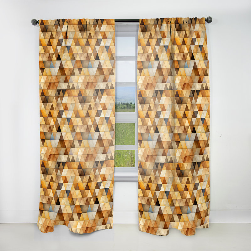 Rideau obscurcissant géométrique abstrait beige et brun - 1 panneau, L 52 po x L 108 po