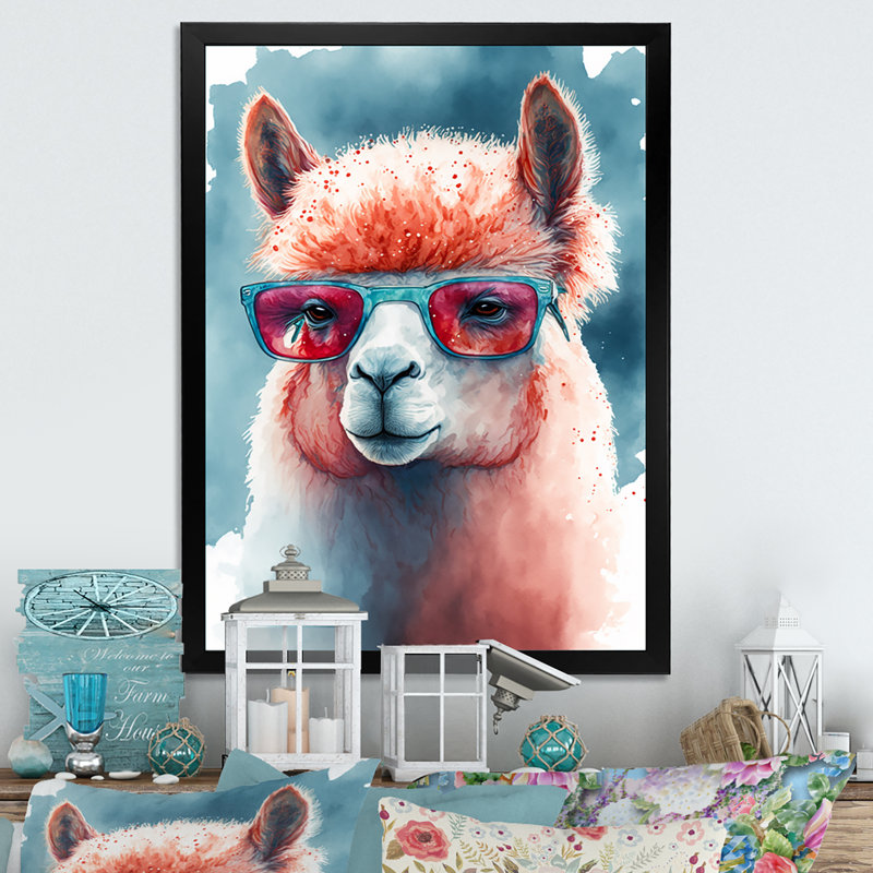 «Cool Alpaca with Sun Sun Watercolor II», reproduction sur toile, H 40 po x l 30 po x P 1,5 po