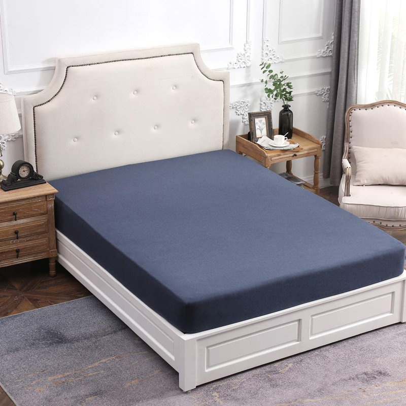 Drap-housse 100% coton, Drap-housse grand, Bleu marine