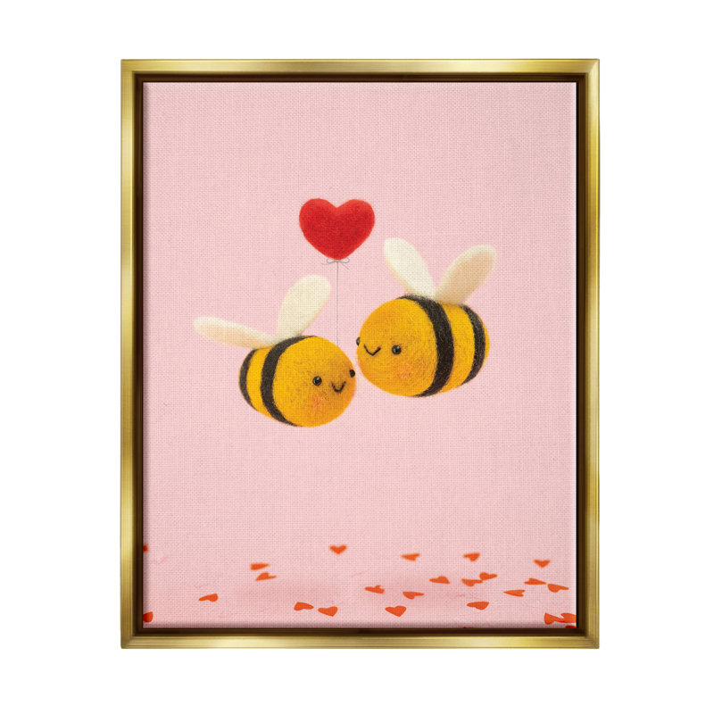 Photographie romantique de bourdons roses par Lemon & Sugar, H 21 po x l 17 po x P 1,7 po, Cadre flottant métallique doré