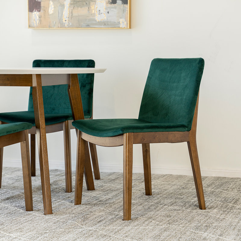 Tollefson 4 - Person Solid Wood Solid Wood Top Four Leg Dining Set, Green