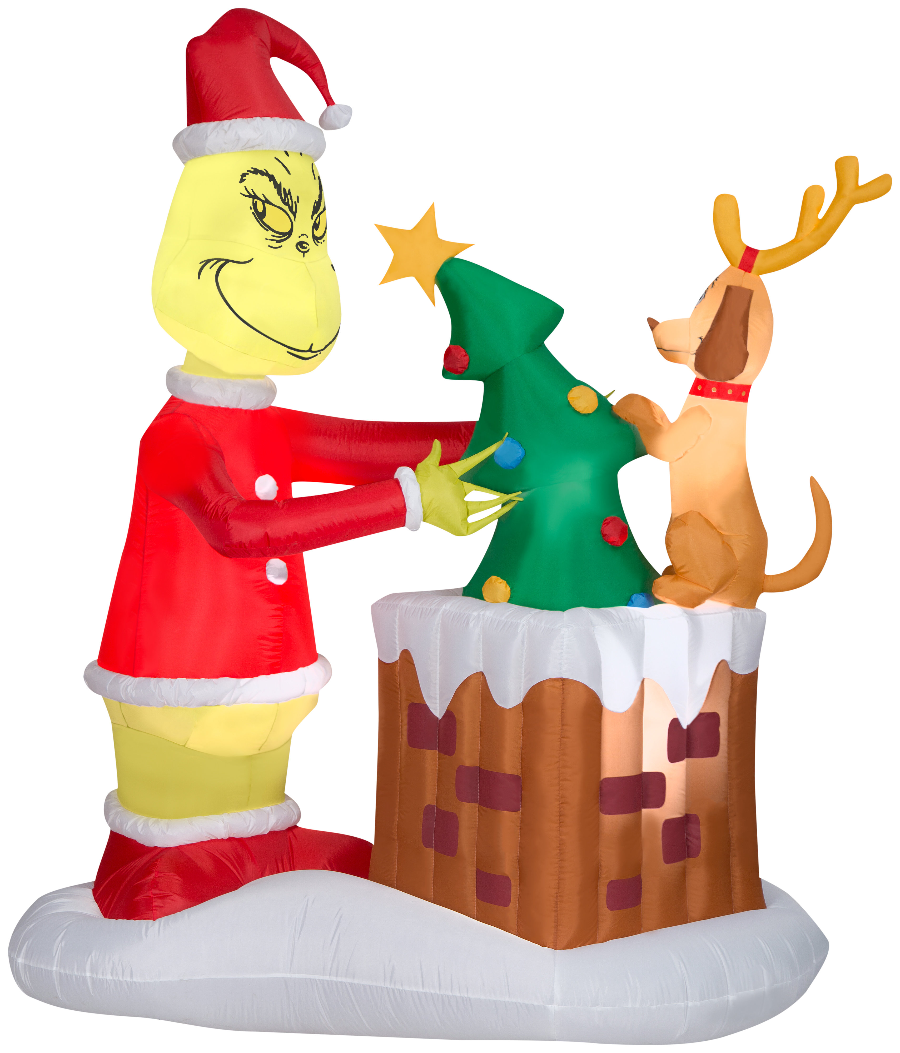 Gemmy Industries Animated Airblown-Grinch Pulling Tree from Chimney-LG ...