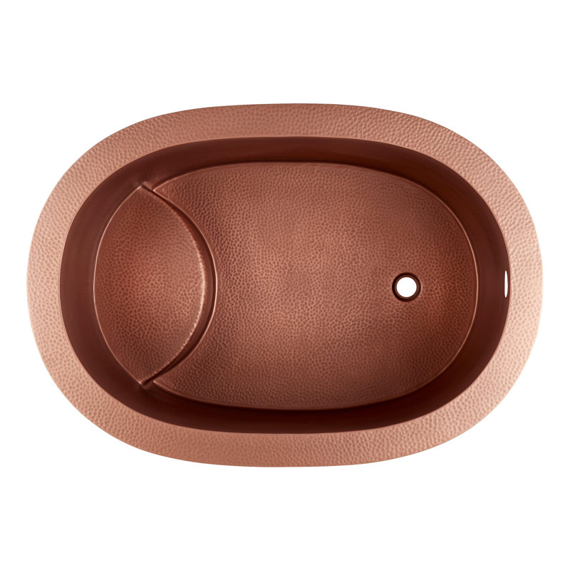 Raksha 48" Copper Soaking Freestanding Tub with Included Overflow Drain and Foam Insulation, White