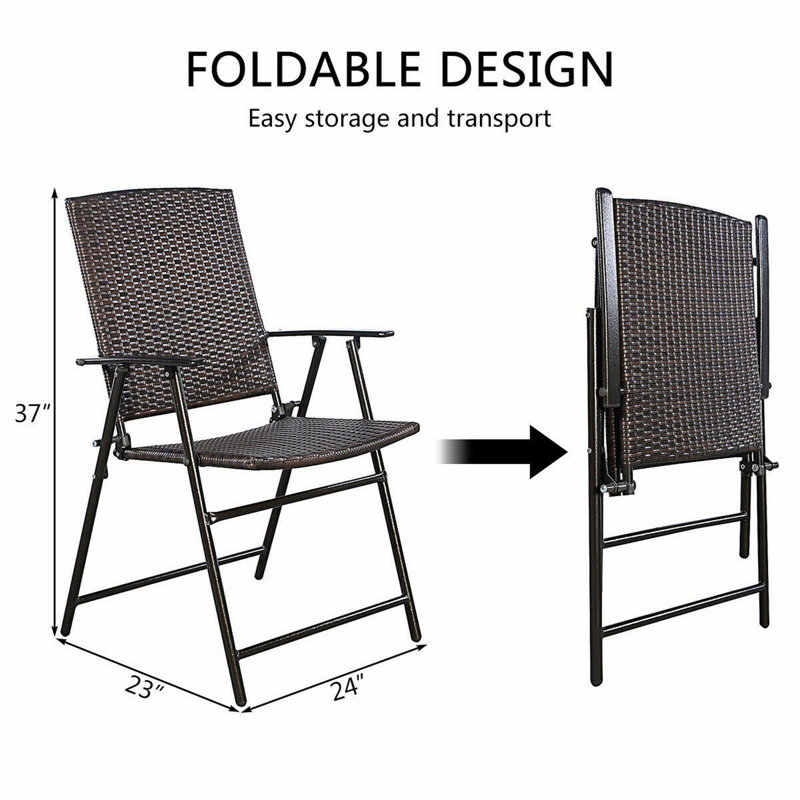 Ensemble de 4 chaises pliantes en rotin