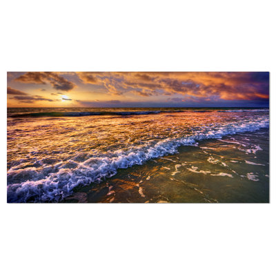 « magnifique coucher de soleil avec eaux blanches », reproduction de photo sur toile tendue