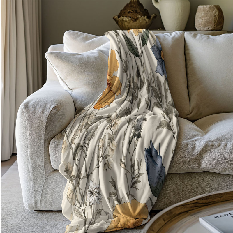Bold Flowers - 1 Piece Premium Blanket, Twin
