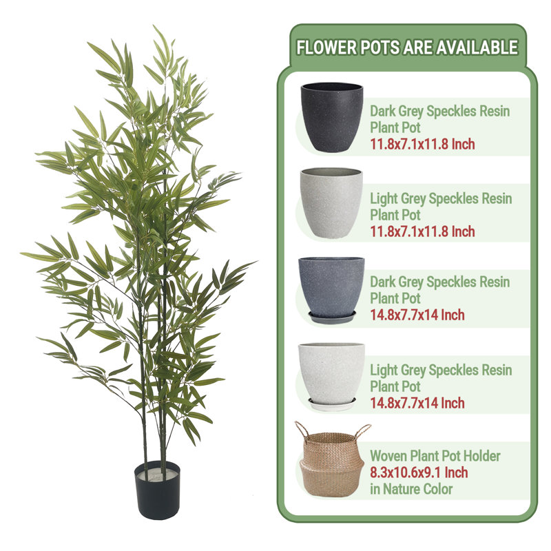 Pot en bambou artificiel, H 15,75 po x l 59,06 po x P 15,75 po