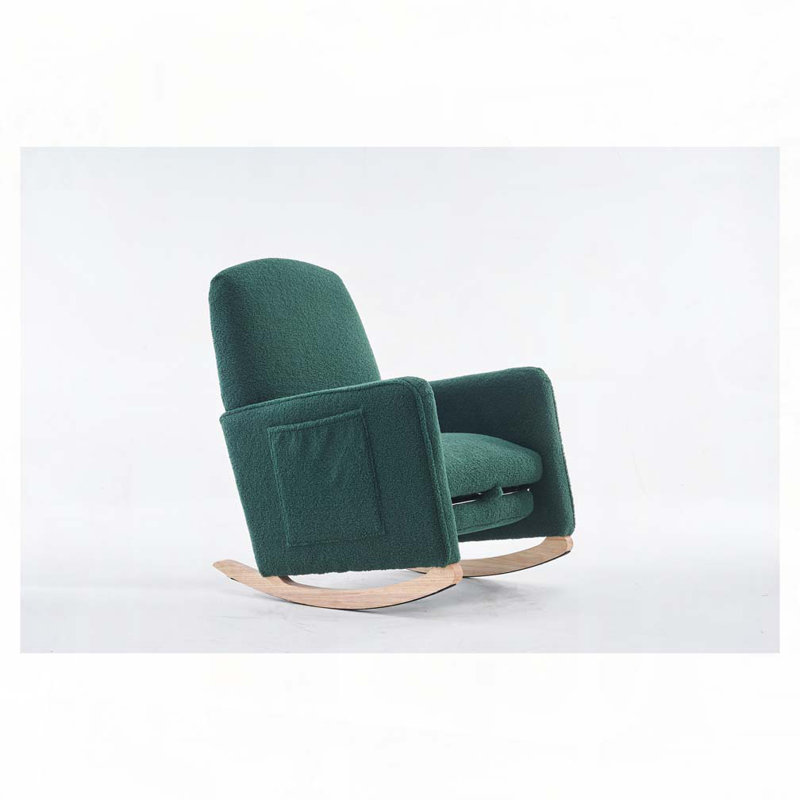 Chaise berçante en tissu avec repose-pieds réglable, Ours en peluche vert