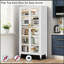 Armoire de rangement de cuisine à 6 niveaux de 65 pouces, en métal, avec porte transparente, étagères réglables et roulettes.