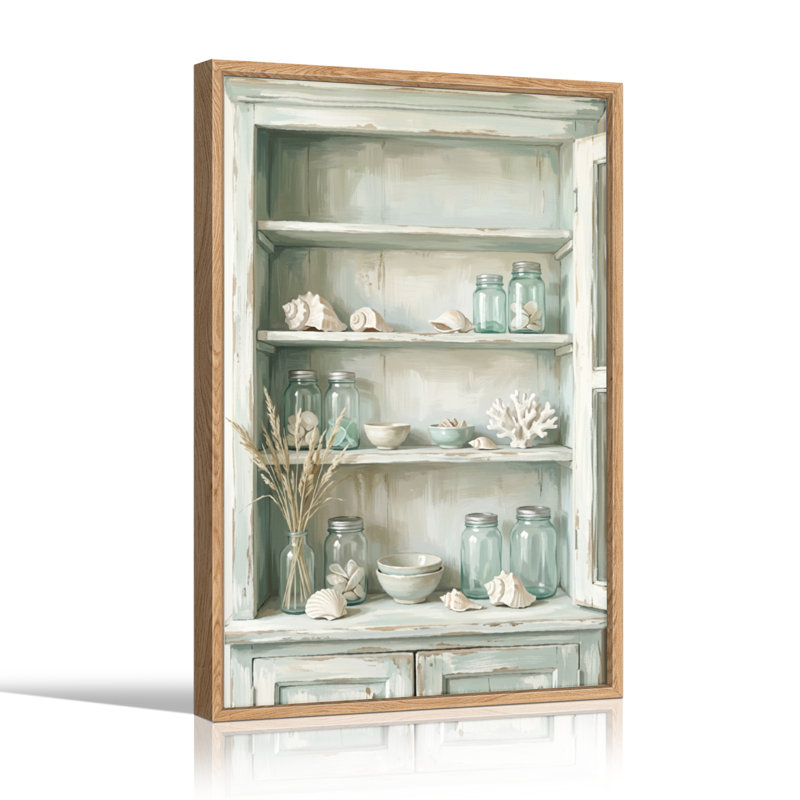 Tablette côtière, reproduction d'art sur toile, ensemble de 1, 36"H x 24"W, Natural