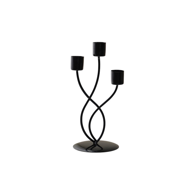 Décoration de table à la chandelle Décorations de table romantiques Bougeoirs à bougie courbés 3 têtes, Black