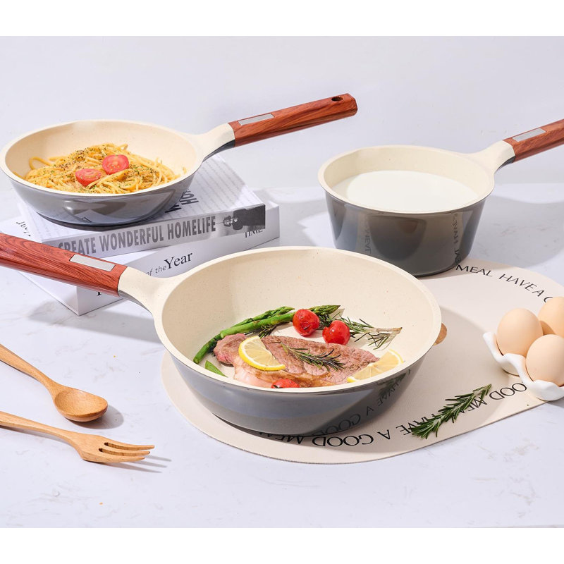 15-Piece Gray Granite Nonstick Cookware Set with Stay-Cool Handles