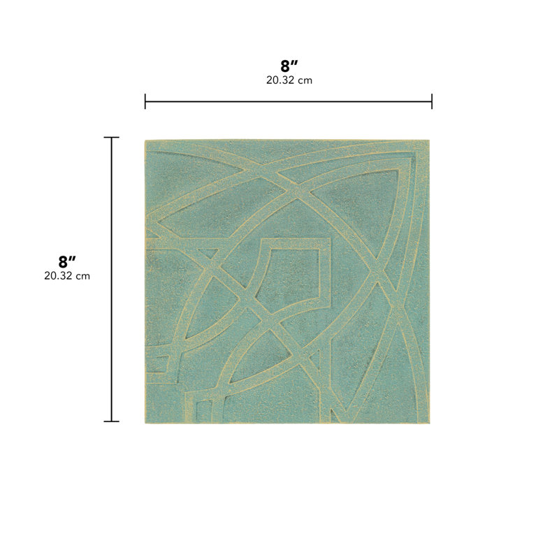 Frank Lloyd Wright, plaque de prisme Luxfer, 8 po x 8 po, Bronze, vert-de-gris