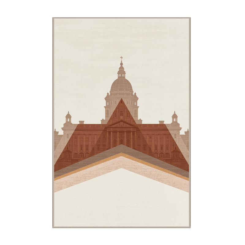 Machine Washable Parez Buckingham Palace London Modern Rug in Beige – Beige Binding, 4x6