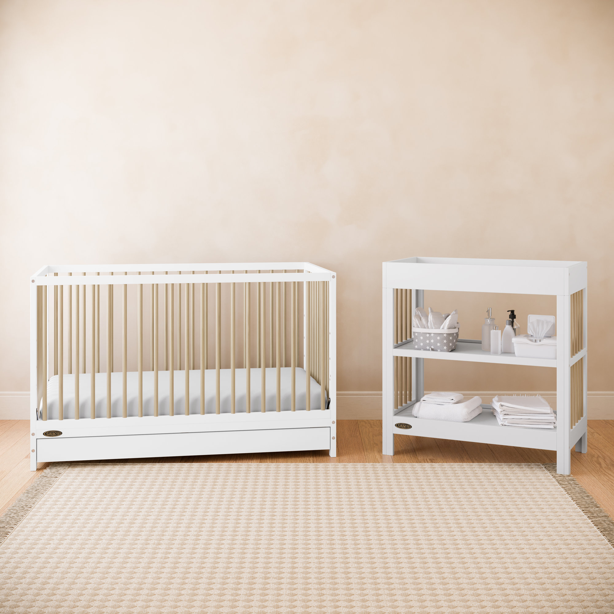 Teddi Convertible Standard 2-Piece Nursery Furniture Set, White/Driftwood