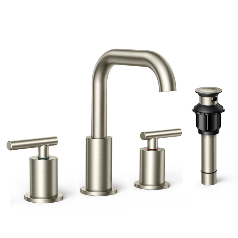 2-handle Bathroom Faucet with Drain Assembly, Brushed Nickel