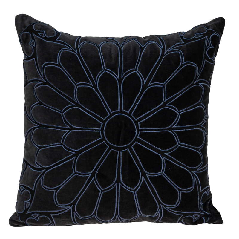 Embroidered Cotton Blend Throw Pillow