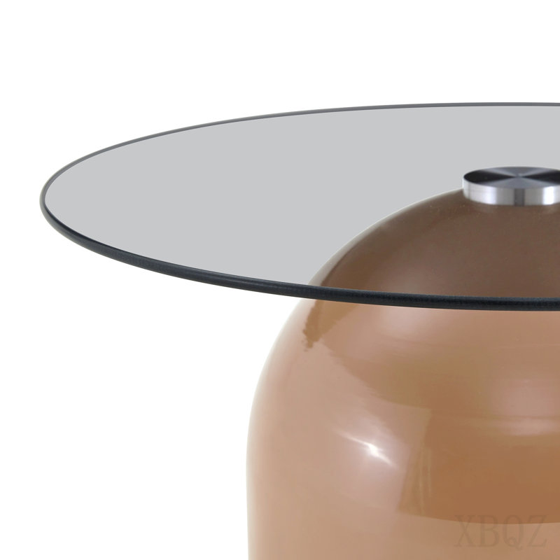 Ensemble de 3 tables basses gigognes, bureau en verre pour le salon, table ronde encastrée pour économiser de l'espace, salon, bureau (gris, brun et vert)