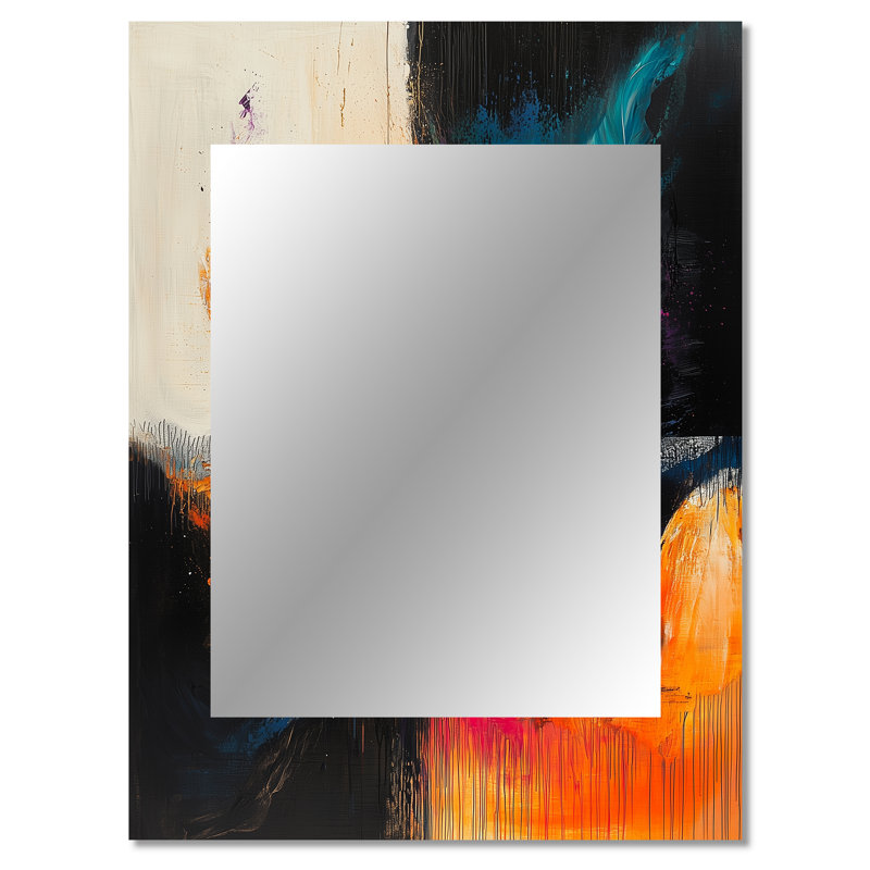 Abstract Black Maelstrom Of Elegance - Abstract Shapes Unique Wall Mirror, Black Mirror, Printed Metal Art, 40" x 30"