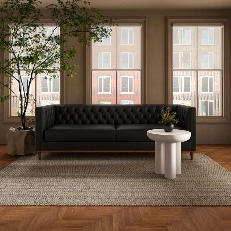 Fielder Sofa Black Leather, Black