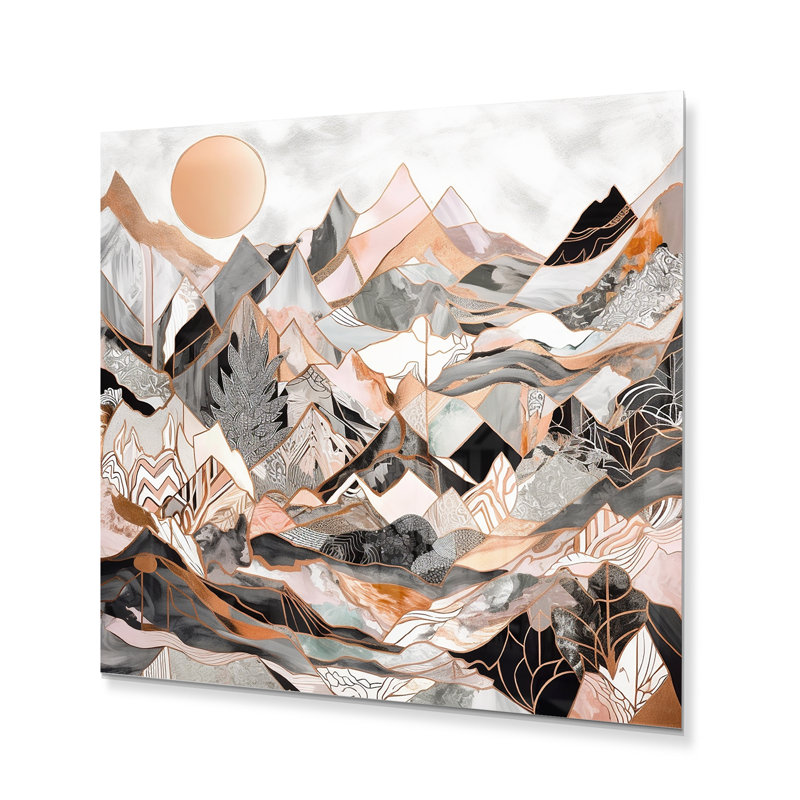 " Clous Rose Gold Metallic Mountains I ", 16" H x 16" W x 1" D