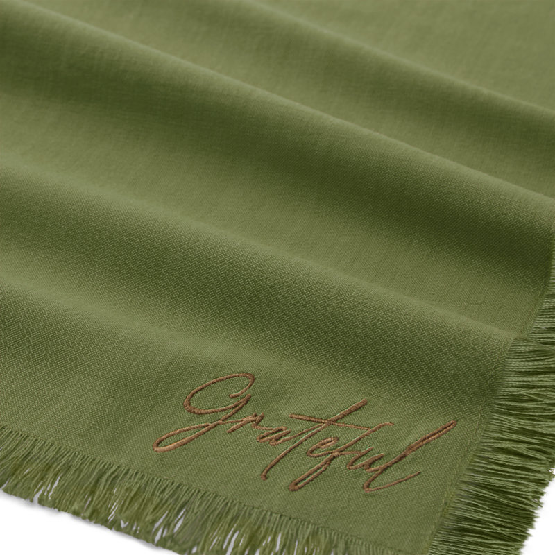 Fringed Harvest Sentiment Napkins, Olive