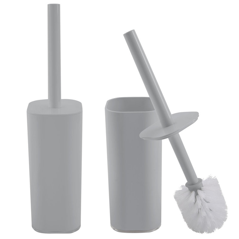 Gray Acrylic Toilet Brush Set with Holder, 2 Pack