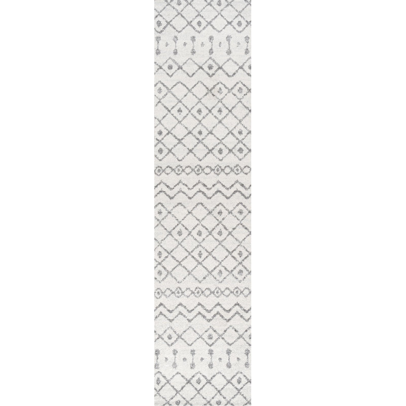 Bousquet Moroccan Beni Souk Cream/Gray Rug, Runner 2'2" x 8'