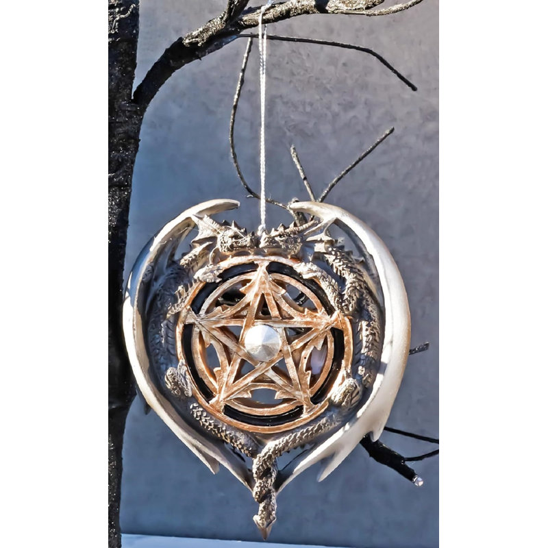 Anne Stokes Fantasy Pentagram Time Magic Dragons Tree Hanging Ornament Figurine