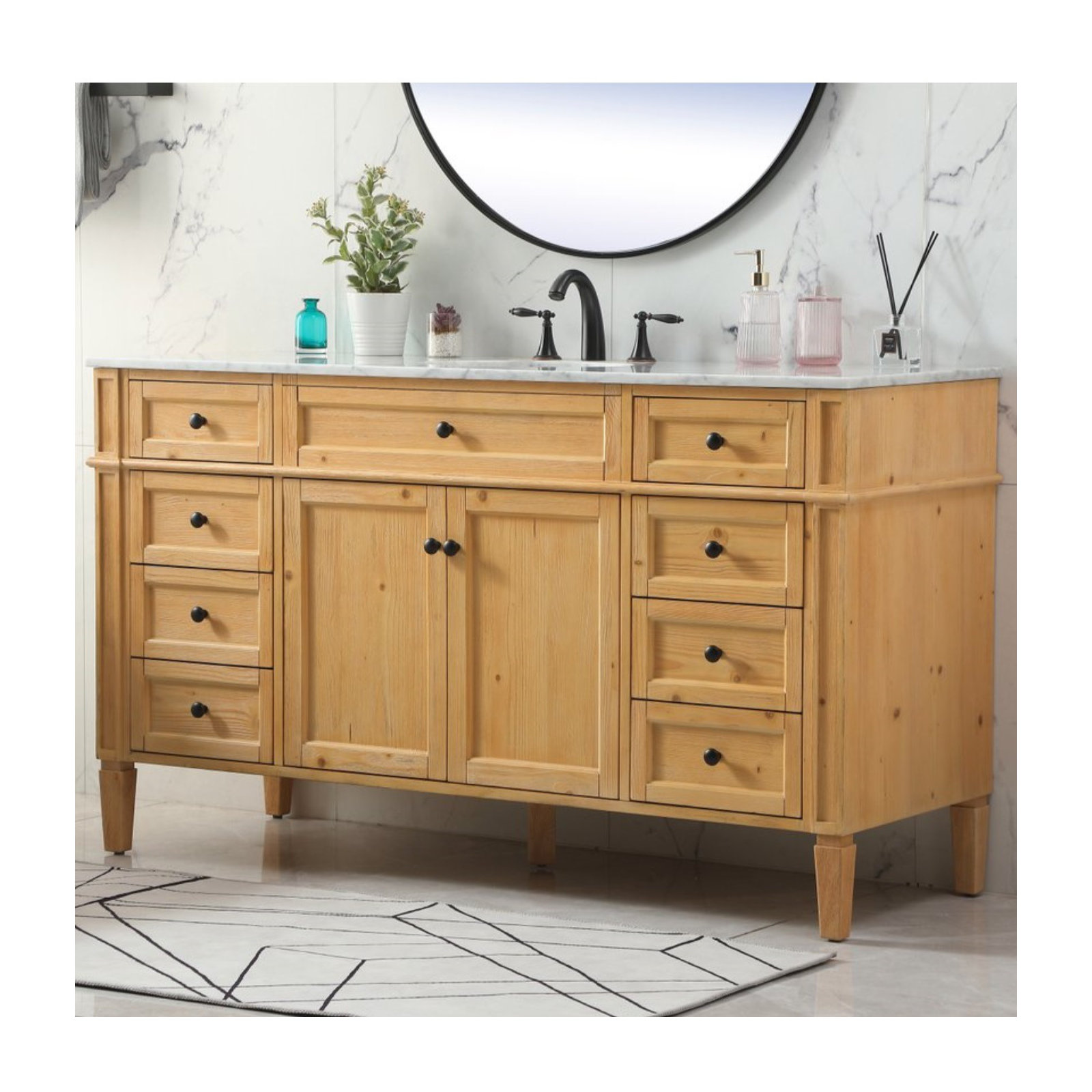 Rivers 60'' Single Bathroom Vanity, Natural Wood