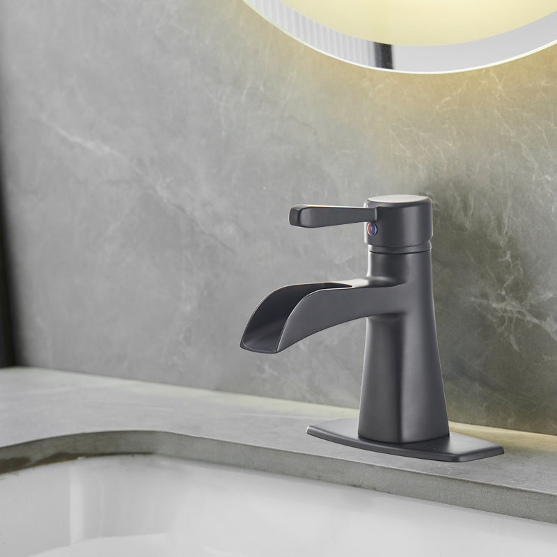 WIZ Waterfall Single Hole Single-Handle Low-Arc Bathroom Sink Faucet, 76 cm H x 51 cm W