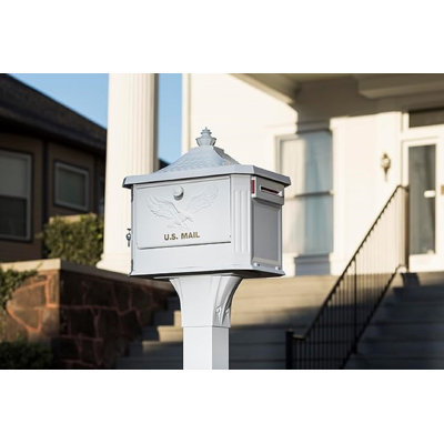 Mailboxes Hamilton Cast Aluminum, Locking, Post Mount Mailbox, Compatibility Code C, HM200WAM, White, Large Capacity