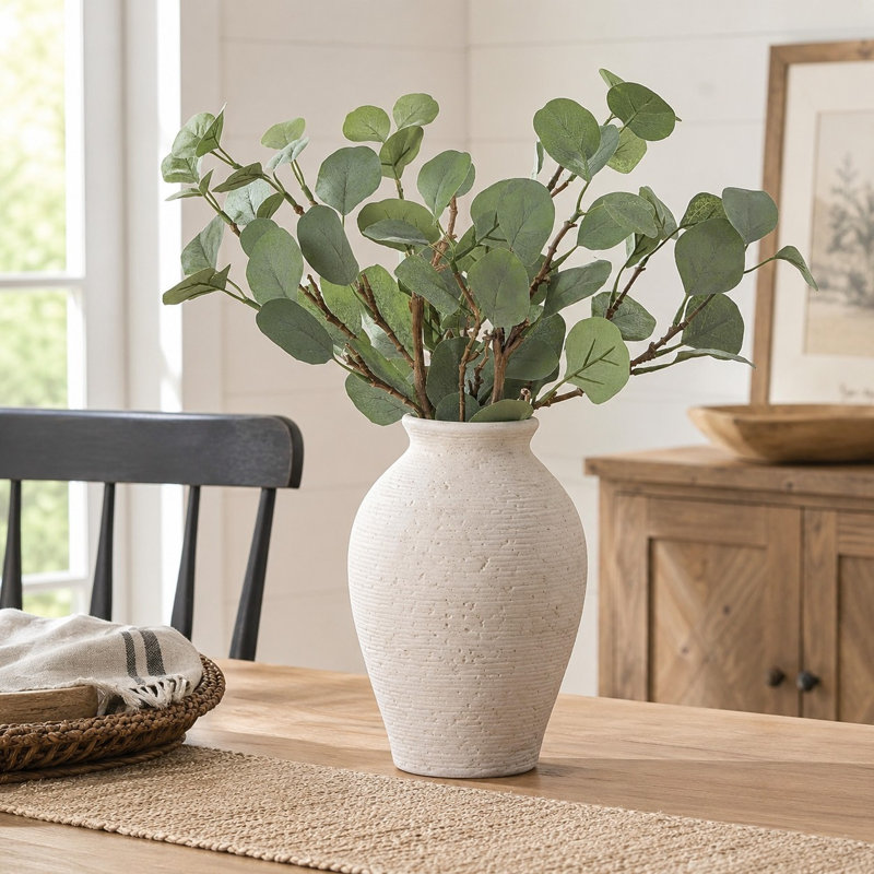 9" Rustic Ceramic Vase with Textured Finish