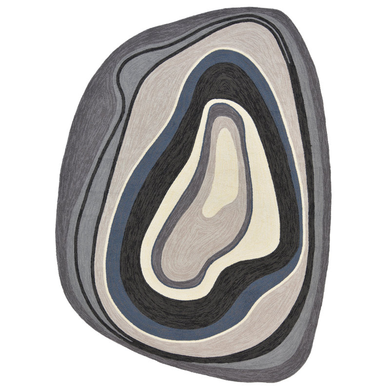 Geometric Area Rug, Oval 4'7" x 6'7"