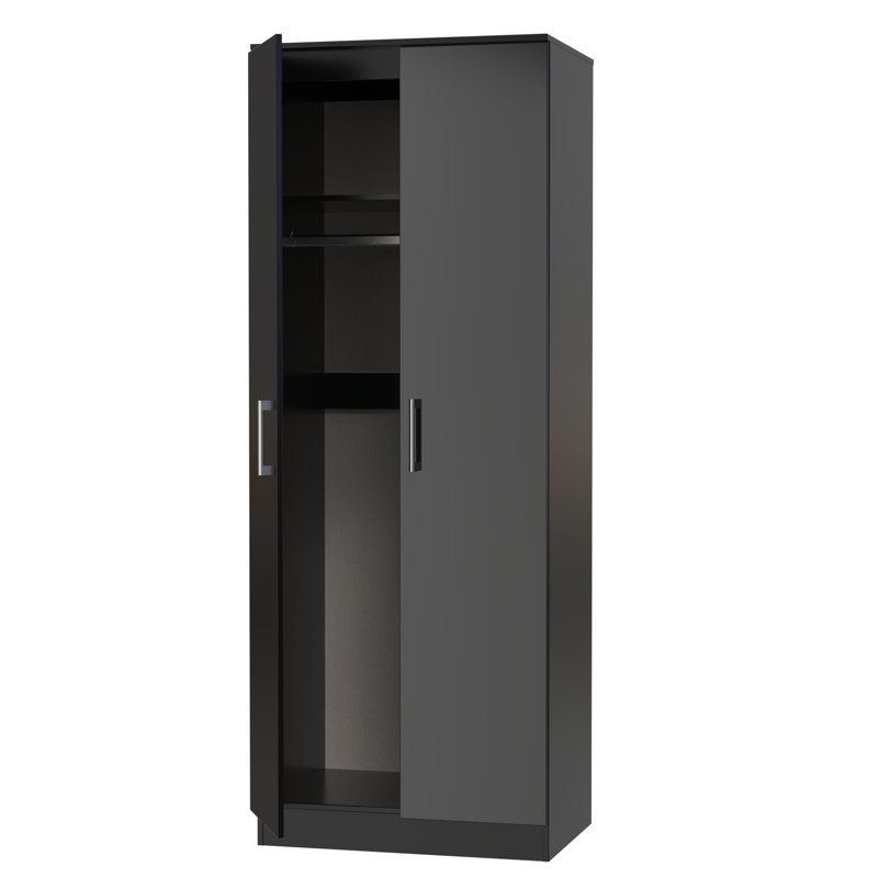 Beraud 2 Door Wardrobe, Black Matt