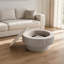 Table basse ronde avec rangement caché, table de thé d'appoint moderne en placage de bois massif, table de centre cannelée en forme de champignon