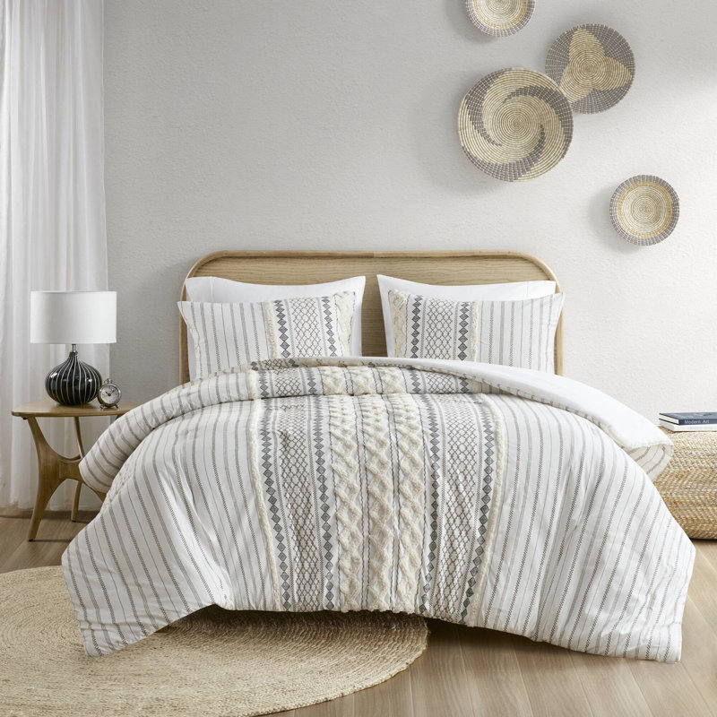 Premium Cotton Bedding Sets, Ivory, Mid-century Modern Design