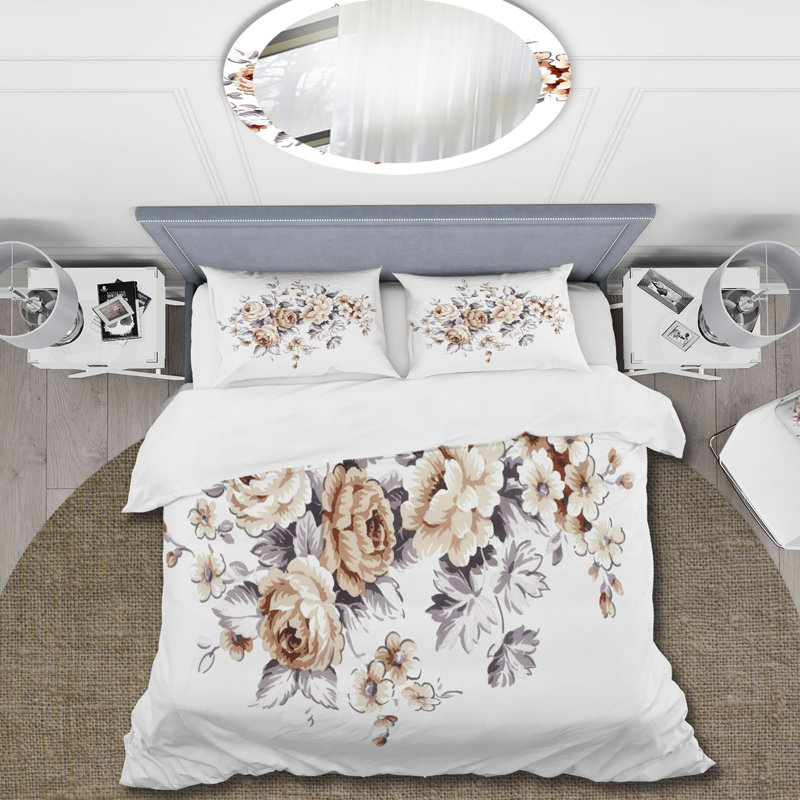 Pink Wild Roses - Ensemble de housse de couette traditionnel - Microfibre de polyester