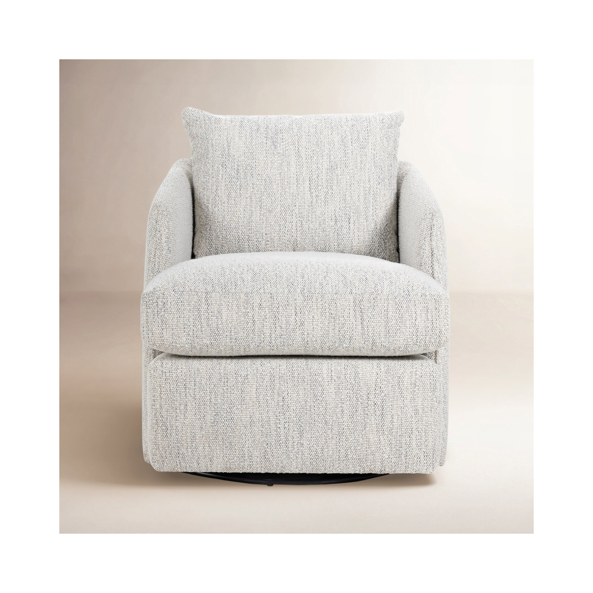 Upholstered Swivel Barrel Chair, Merino Cotton