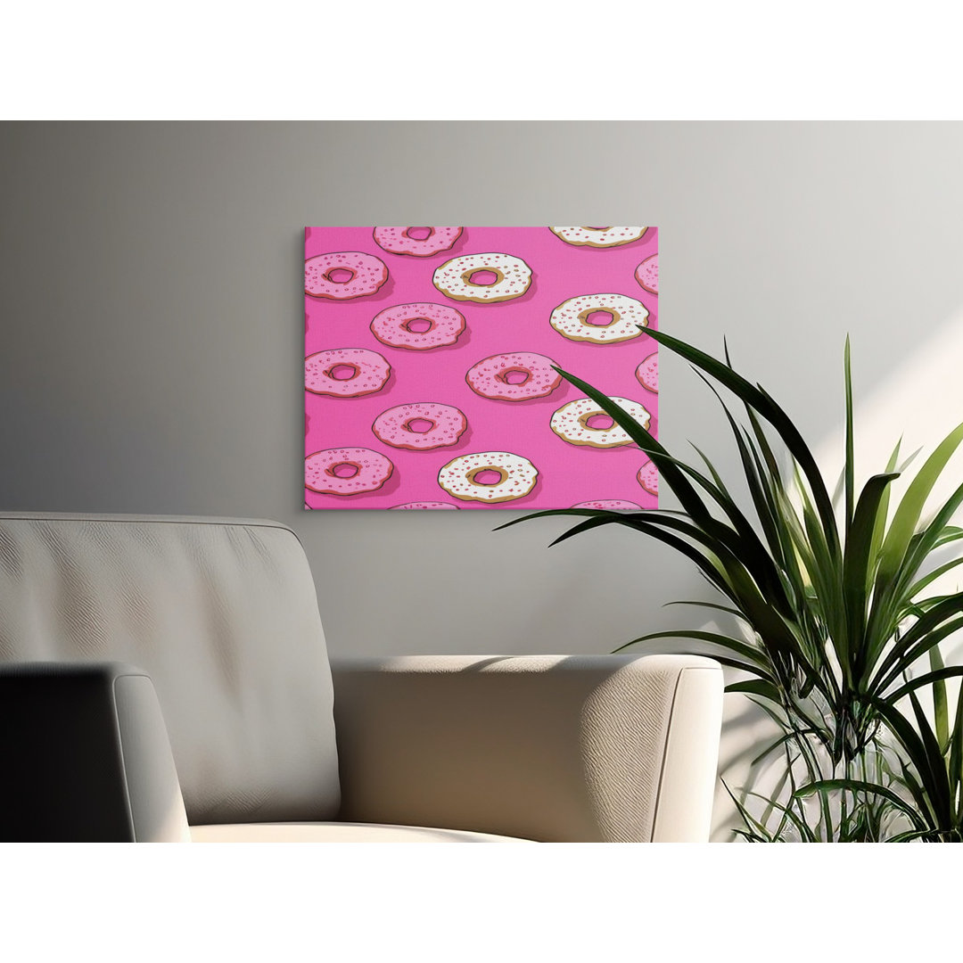 Donut Canvas Wall Art, Pink Donut Pattern, Ready to Hang, Gallery Wrapped, Archival Quality, Modern Decor, Cute Food Art, Donut Lover Gift