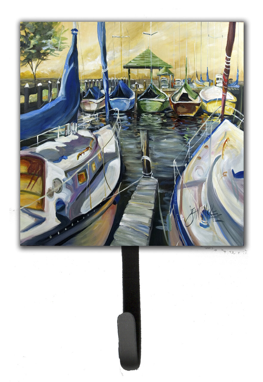 Caroline's Treasures Seven Boats Sailboats Leash Holder and Wall Hook ...