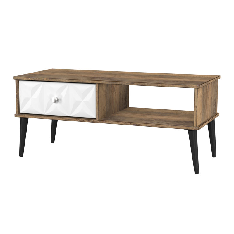 Akuna Coffee Table with Storage, White/Dark Brown Wood