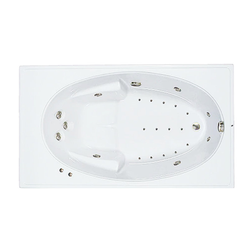 Baignoire encastrée en acrylique 72 "avec drain réversible L 72" x l 42 "en blanc